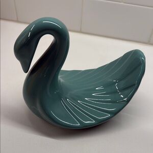 Vintage 1960-1980s Glossy Teal Swan Decor